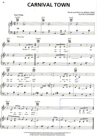 Norah Jones Carnival Town score for Piano