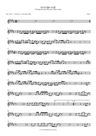 Oasis Wonderwall score for Tenor Saxophone Soprano (Bb)