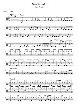 Ogie Alcasid Nandito Ako score for Drums