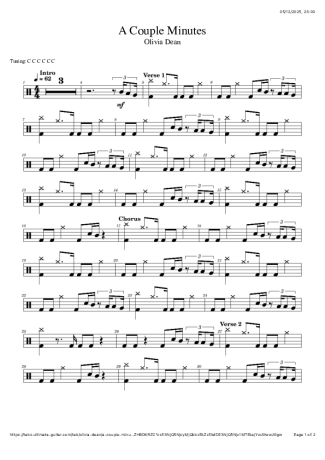 Olivia Dean A Couple Minutes score for Drums