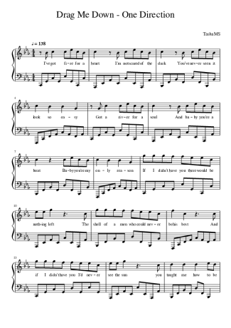 One Direction  score for Piano