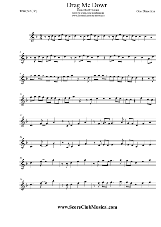 One Direction Drag Me Down score for Trumpet