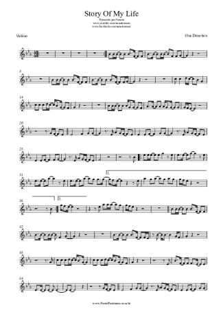 One Direction  score for Violin