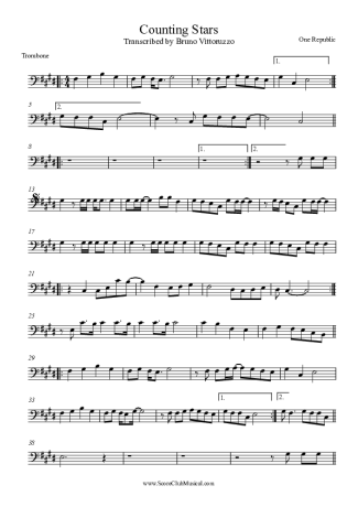 OneRepublic Counting Stars score for Trombone