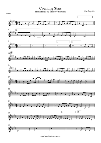 OneRepublic Counting Stars score for Violin