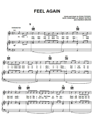 OneRepublic Feel Again score for Piano