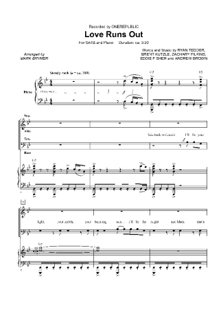 OneRepublic  score for Piano