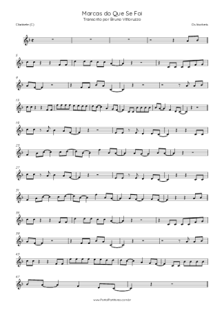 Os Incríveis Marcas Do Que Se Foi score for Clarinet (C)