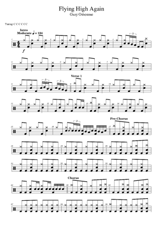Ozzy Osbourne Flying High Again score for Drums
