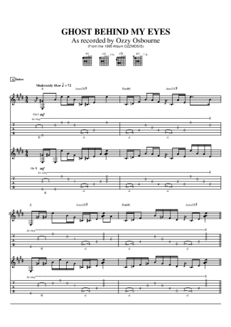 Ozzy Osbourne Ghost Behind My Eyes score for Guitar