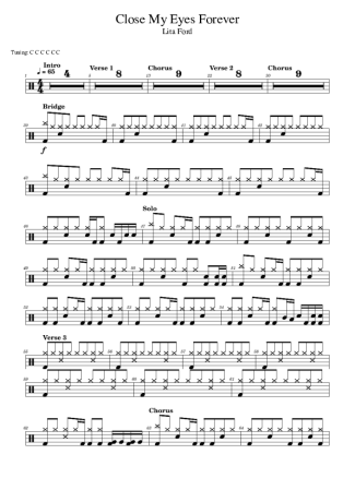 Ozzy Osbourne and Lita Ford Close My Eyes Forever score for Drums