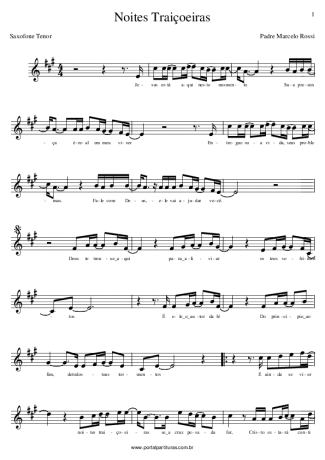 Padre Marcelo Rossi Noites Traiçoeiras score for Tenor Saxophone Soprano (Bb)