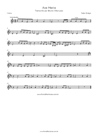 Padre Pelágio Ave Maria score for Violin
