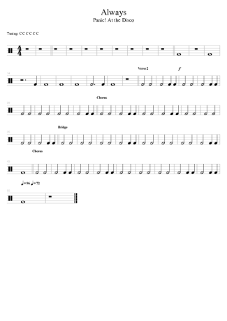 Panic! At The Disco Always (drums 2) score for Drums