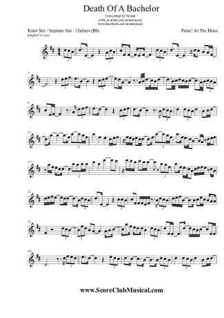 Panic! At The Disco  score for Clarinet (Bb)