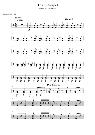 Panic! At The Disco This Is Gospel score for Drums