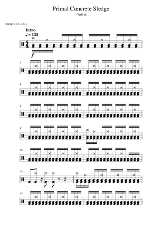 Pantera Primal Concrete Sledge score for Drums