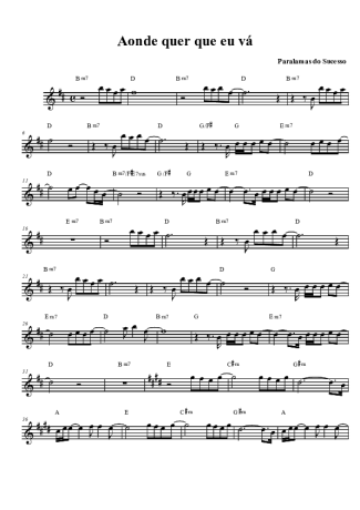 Paralamas do Sucesso Aonde Quer Que Eu Vá score for Tenor Saxophone Soprano (Bb)
