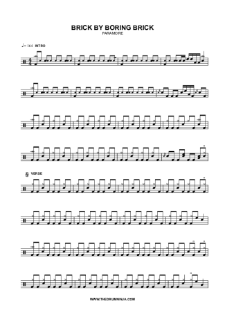 Paramore Brick by Boring Brick score for Drums