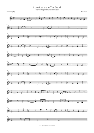 Pat Boone Love Letters In The Sand score for Clarinet (Bb)