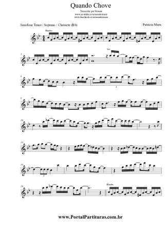 Patrícia Marx  score for Tenor Saxophone Soprano (Bb)