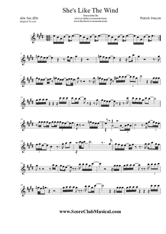 Patrick Swayze  score for Alto Saxophone