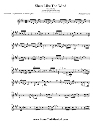 Patrick Swayze  score for Tenor Saxophone Soprano (Bb)