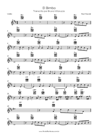 Paul Mauriat El Bimbo score for Acoustic Guitar