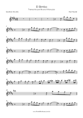 Paul Mauriat El Bimbo score for Alto Saxophone