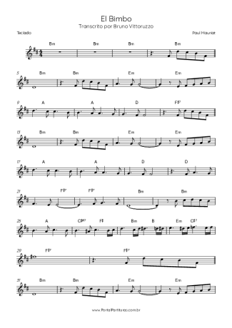 Paul Mauriat El Bimbo score for Keyboard