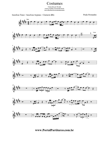 Paula Fernandes  score for Tenor Saxophone Soprano (Bb)