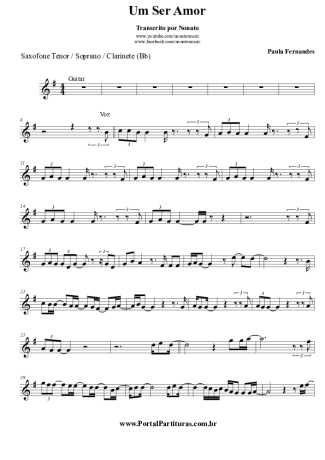 Paula Fernandes Um Ser Amor score for Clarinet (Bb)