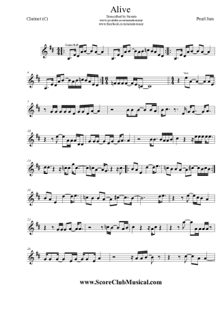 Pearl Jam  score for Clarinet (C)