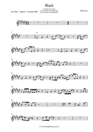 Pearl Jam Black score for Clarinet (Bb)