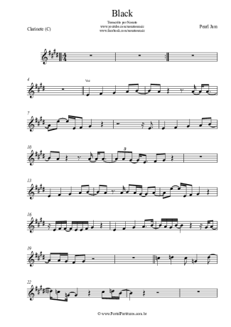 Pearl Jam Black score for Clarinet (C)
