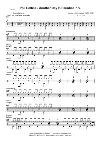 Phil Collins Another Day In Paradise Sheet Music in F# Minor  (transposable) - Download & Print - SKU: MN0065478