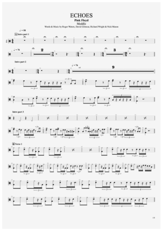 Pink Floyd Echoes score for Drums