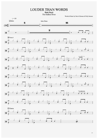 Pink Floyd Louder Than Words score for Drums
