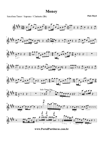 Pink Floyd  score for Tenor Saxophone Soprano (Bb)