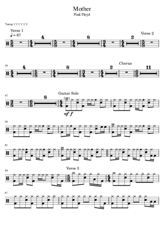 Pink Floyd Mother score for Drums