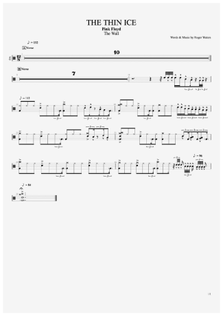 Pink Floyd The Thin Ice score for Drums