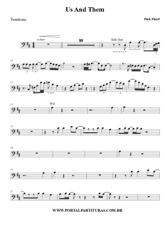 Pink Floyd  score for Trombone