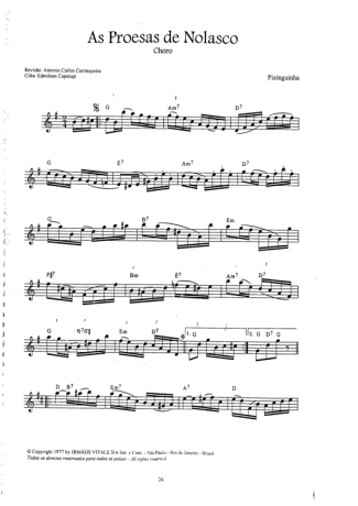 Pixinguinha As Proesas De Nolasco score for Violin