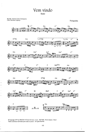 Pixinguinha Vem Vindo score for Violin