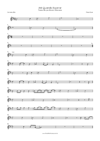 Plebe Rude Até Quando Esperar score for Clarinet (Bb)