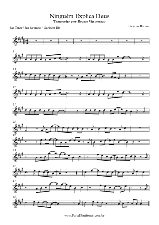Preto no Branco Ninguém Explica Deus score for Clarinet (Bb)