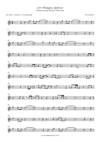 Prisma Brasil Um Milagre Senhor score for Tenor Saxophone Soprano (Bb)