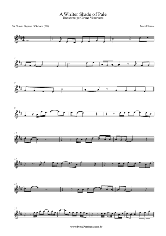Procol Harum A Whiter Shade Of Pale score for Tenor Saxophone Soprano (Bb)