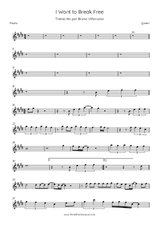 Queen I Want To Break Free score for Flute