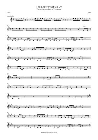 Queen The Show Must Go On score for Harmonica